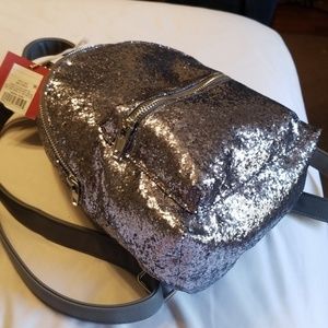 Massimo gray glitter small backpack purse